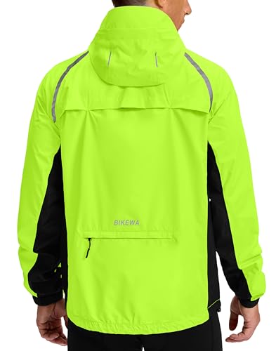 Image of Bikewa Men's Cycling Rain Jackets Waterproof Running Bike Windbreaker Lightweight Packable Hooded Jacket