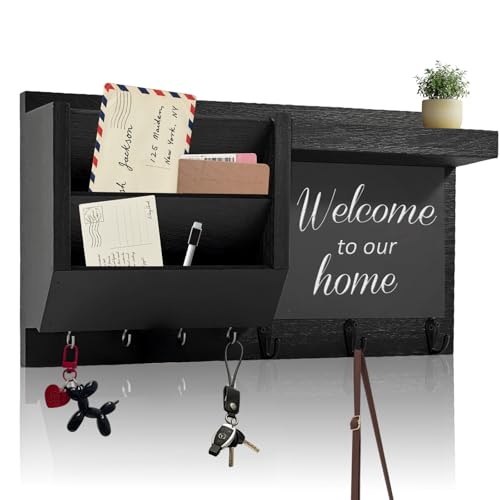 GUDELAK Magnetischer Schlüsselhalter für die Wand, schwarze Schlüsselhaken zur Wandmontage mit 5 Magneten, Schlüsselbrett mit Ablage Schlüsselbrett für Einweihungsgeschenke, neues Zuhause, Flur