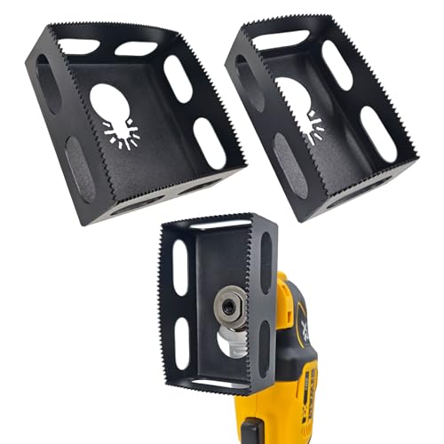 Upgrade Square Slot Cutter Drywall Outlet Cutter compatible with Dewalt 20V & Milwaukee M18 Oscillating Multi-Tools Hardened Steel One Step in Place Electrical Box Cutter for Drywall Sheetrock-2 Pcs