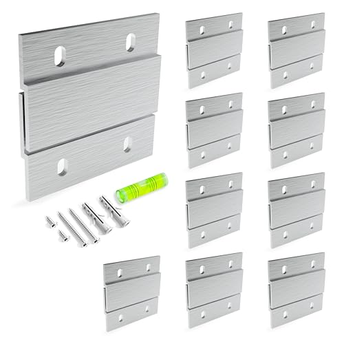 Image of French Cleat Hanger Kit 2 inch 10 Pairs 30 lb Z Hanging Heavy Picture Mirror Frame Wall Mounting Bracket Aluminum Hardware Duty Hooks Drywall Clips Large Canvas Painting Headboard Whiteboard