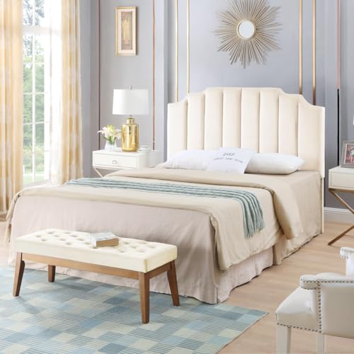 Cream Velvet Tufted Headboard for Queen/Full Size Beds