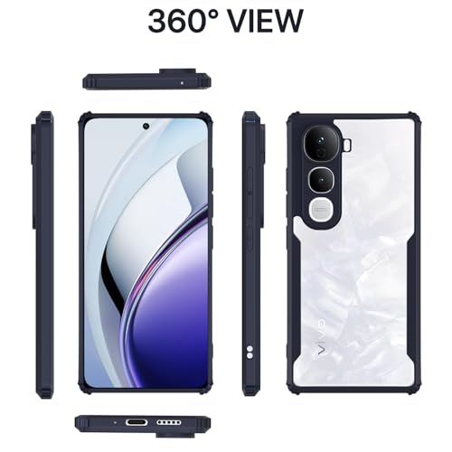 Image of Pikkme Back Cover for Vivo Y400 Pro 5G | Ultra Hyrbid | Full Camera Protection | Raised Edge | Crystal Clear Transparent Bumper Case (Blue)
