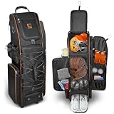 LIWSHWZ 80L Rolling Catchers Bag,Rolling Baseball Bag with Wheels for 7 Bats,Vented Shoe Zone,Large Anti-Wear Bottom,Fence Hooks,1680D Oxford,Waterproof and Stain-Resistant