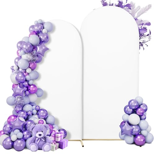 Wedding Arch Cover Spandex Arch Backdrop Cover 7.2FT,6FT Set of 2 Arch Stand Cover Arch Covers Stretchy Backdrop for Wedding Birthday Party Decoration Baby Shower (White)