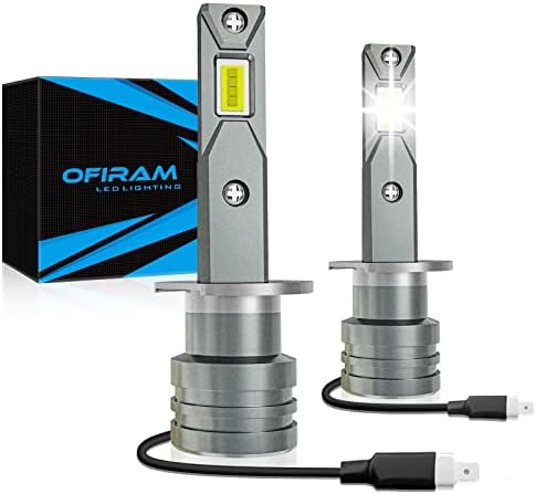 OFIRAM H1 LED Headlight Bulb, 1:1 Mini Size H1 LED Fog Light Bulb Plug and Play High and Low Beam Headlights 500% Brighter 16000 Lumens LED Headlights Conversion Kit 6500K White (Pack of 2)