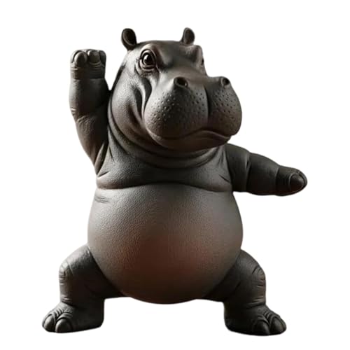 PANGBOER Sculpture d ' Hippopotame maladroit méditant en Plastique, B