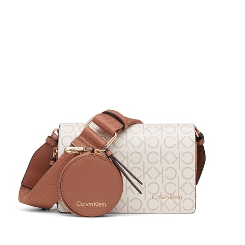 Calvin Klein Millie Triple Compartment Camera Bag Crossbody, Vanilla/Kahki/Caramel, One Size