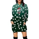 Generisch Vestido de Navidad para mujer divertido Navidad copa de vino vestido de punto elegante suéter de Navidad vestido de manga larga vestido de Navidad vestido de Navidad invierno mujeres, Verde