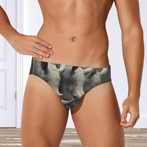 Funny Rhinoceros Drinking Water Men's Swim Briefs Low Waist Bikini Swimsuit Underwear Beach Swimwear4