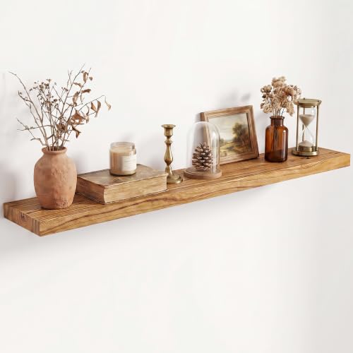 Image of Fun Memories 40 inch Wall Mounted Floating Shelves, Natural Elm Wood, 1 Pack
