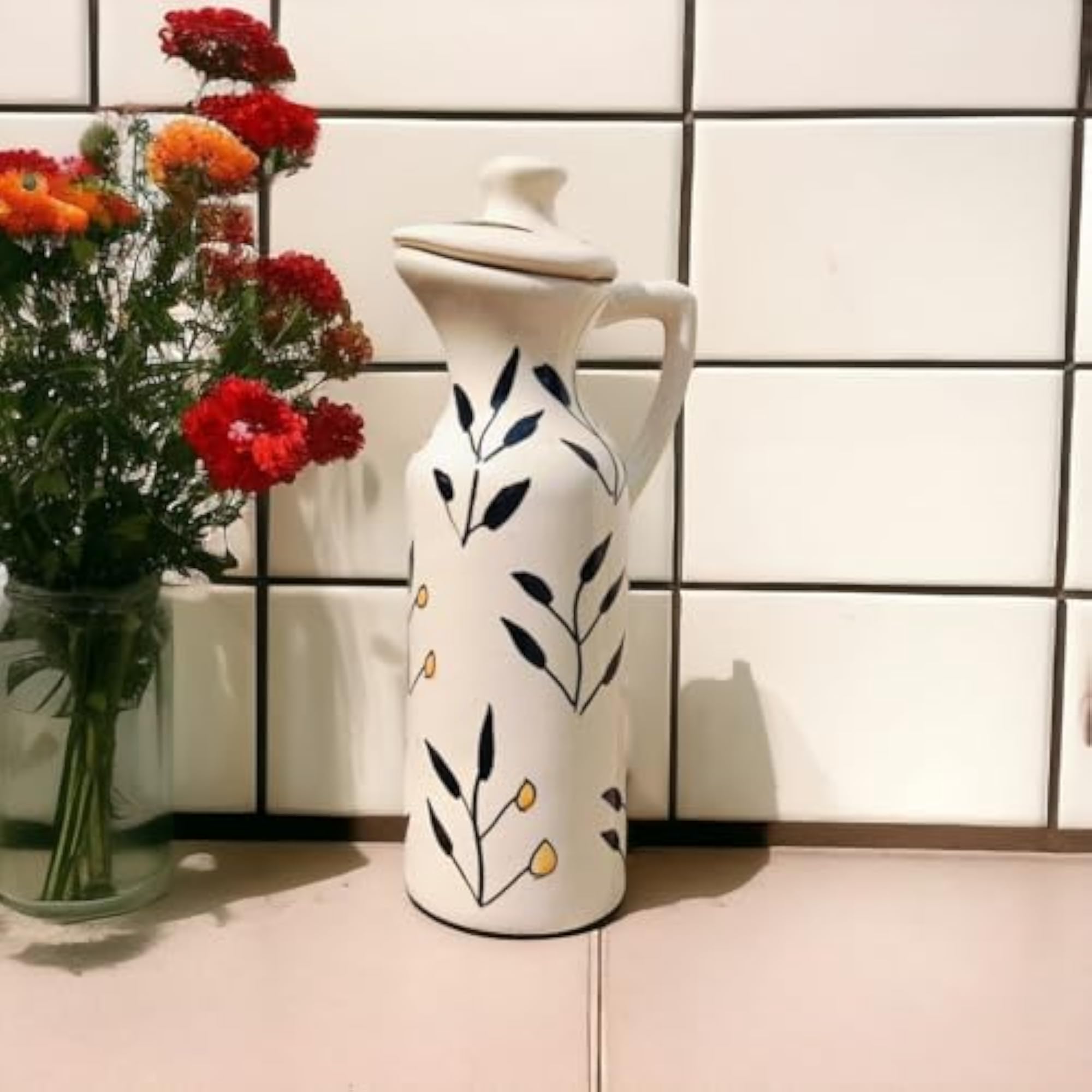 Ceramic Oil Dispenser Leaf Design, Kitchen Decor