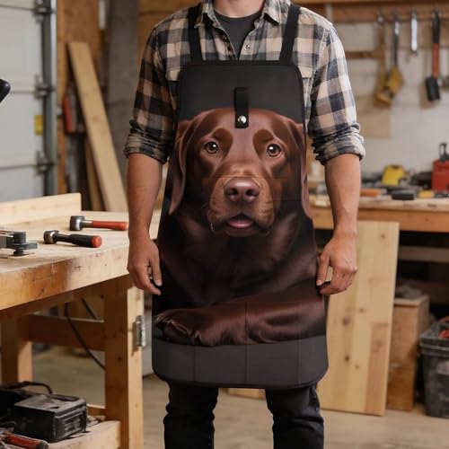Delantal de trabajo Labrador marrón con ajuste y bolsillos miniatura 5