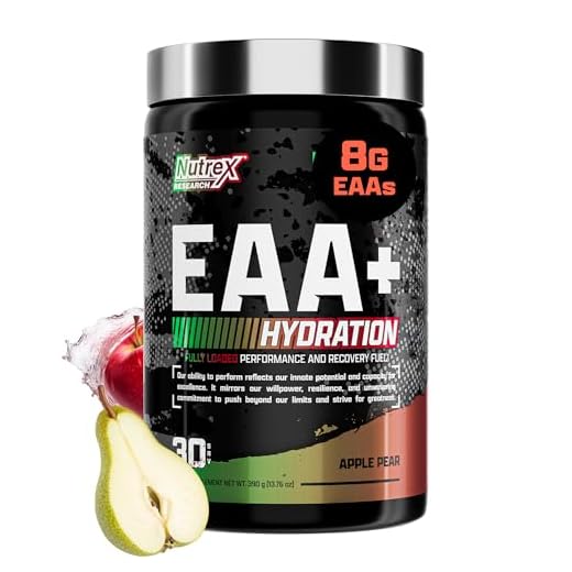 Nutrex Research EAA Hydration | EAAs + BCAAs Powder | Muscle Recovery, Strength, Muscle Building, Endurance | 8G Essential Amino Acids + Electrolytes | Apple Pear 30 Servings