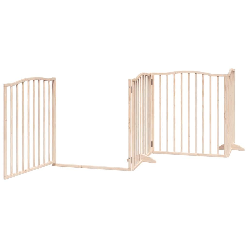 Homgoday Barrera para Perros,Barrera de Seguridad para Perros Mascotas,Vallas para Perros Puerta para Perros Plegable 8 Paneles Madera de álamo 640 cm