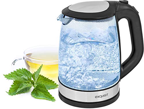 Exquisit Glas Wasserkocher WK 3501 swg | Elektrischer Wasserkocher 2 Liter | 2200 Watt | Innenbeleuchtung | Abschaltautomatik | Überhitzungs-und Trockenlaufschutz Exquisit Glas Wasserkocher WK 3501 swg | Elektrischer Wasserkocher 2 Liter | 2200 Watt | Innenbeleuchtung | Abschaltautomatik | Überhitzungs-und Trockenlaufschutz