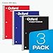 Oxford Spiral Notebooks, 3 Pack, 5 Subject, College Ruled Notebooks for School, 8 x 10.5 Inches, 180 Sheets, 4 Dividers, Assorted Colors, Back to School Supplies (65203)