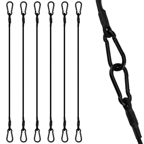 SDTC Tech 20 Inch Bungee Cord with Carabiner Hook, Black 5mm Dia. Cords