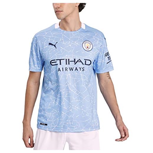 PUMA Herr, tröja 20/21 Home Manchester City FC replika med sponsor-logotyp t-shirt