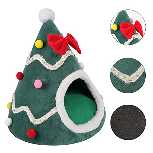 Lucky Monet Super Cute Christmas Tree Pet Bed Tent House Xmas Cat Dog Cave Bed Nest (Green, Small) #TOP4
