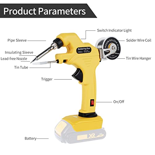 Cordless Soldering Gun Kit, For Dewalt 18/20V Battery, 30W Soldering Welding Iron Tool With Ceramic Heater, Operated Electric Soldering Iron With Solder, 30S Quick Preheat (No Battery) #TOP2