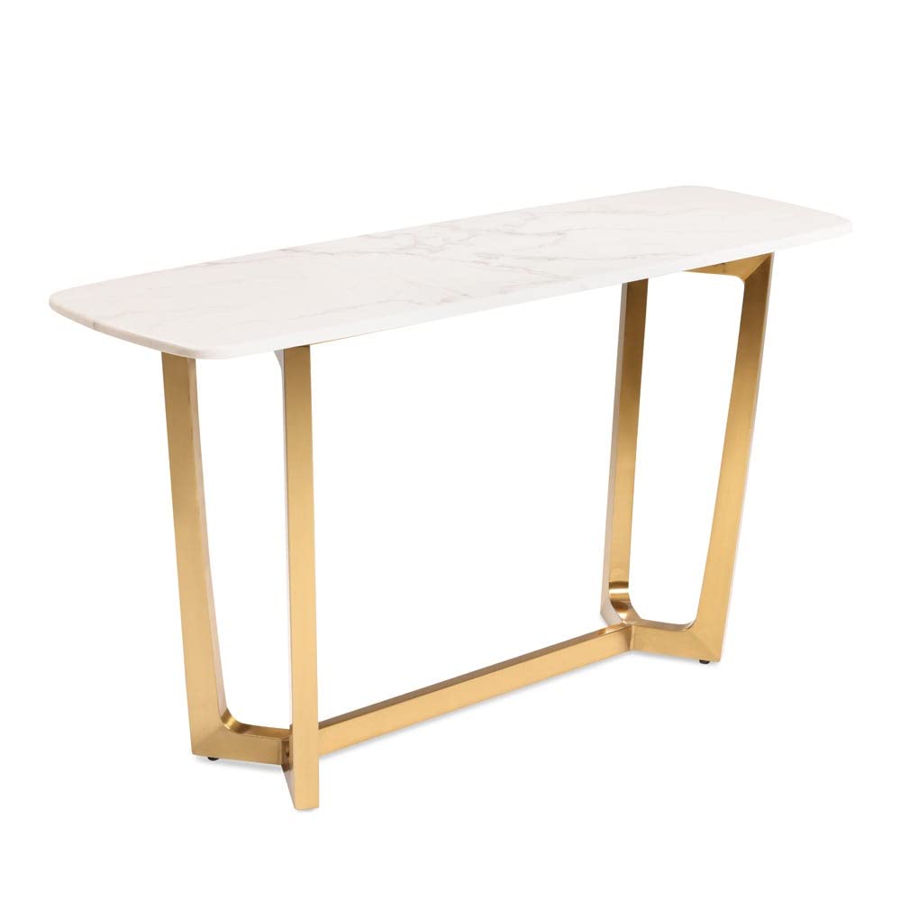 Homes r us Loredo Console Table, White & Gold-5121101203680