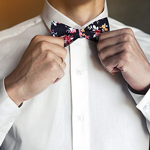 Men's Pre-Tied Cotton Floral Bow Tie Adjustable Strap - Tuxedo Accessory For Prom, Wedding & Formal Events #TOP4