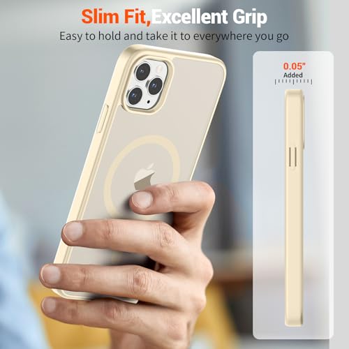 Image of SUPFINE Magnetic for iPhone 11 Pro Max Case Antique White | (Compatible with MagSafe)(Military Grade Drop Protection)Shockproof Translucent Matte Phone Cover