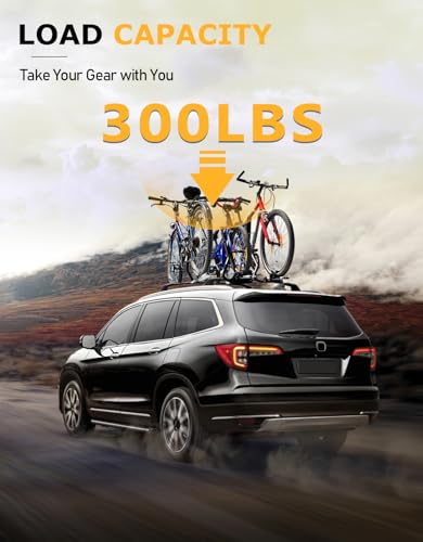Image of Tuyoung 300lbs All Aluminum Roof Rack Cross Bars Compatible with Honda Pilot 2016-2022 with Flush Rails, Lockable Crossbars Rooftop Cargo Bag Kayak Luggage Snowboard Carrier Kayak Bike Accessories