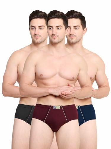 Image of Men 100% Combed Cotton Inner Elastic Self Design Briefs INFO IE