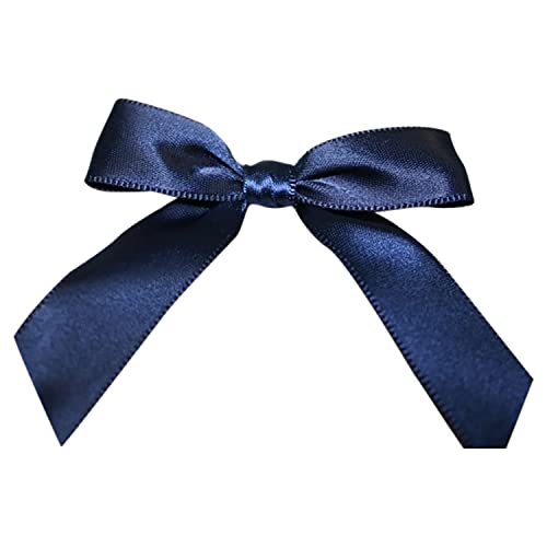 Reliant Ribbon 5171-05503-2X1 Satin Twist Tie Bows - Small Bows, 5/8 Inch X 100 Pieces, Navy