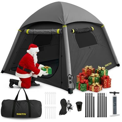 Oaktiv Inflatable Tents for Camping- 6 People Waterproof Oxford Fabric(210D), Quick Setup Air Tent with Manual & Battery Pump, UV Protection, 4-Season Inflatable Tent