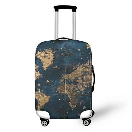 FOR U DESIGNS Map Print Suitcase Covers for Luggage Stretchy Carry on Protector Luggage Covers for Suitcase Foldable 22-24 Inch for Weekend Getaways