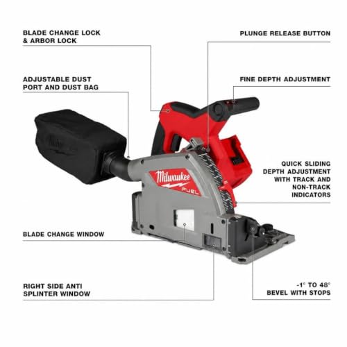 Milwaukee M18 FUEL 6 1/2 Inch Plunge Track Saw (Bare Tool) | Plunge Cut Track Saw (Tool-Only, Model 2831-20) - image 4