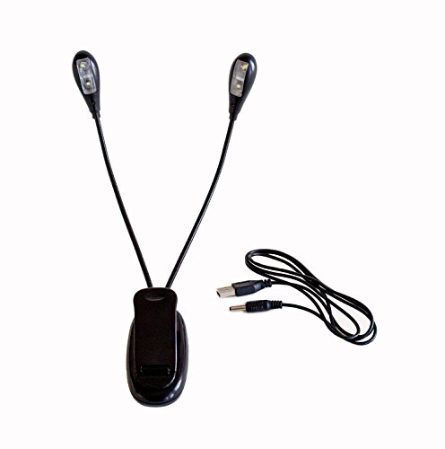 LED Reading Light for Books, Music Stands, Table Tops & More. Flexible & Portable, Oxbrites Best Dual Head 4 Lamp Ultra Brite Book Light Includes USB Cable for Computer Use, or Unplug for Cordless Use. Tiny & Perfect for Reading in Bed, Playing in the Studio, Travel, Work, or Clip Directly Onto Your Desk