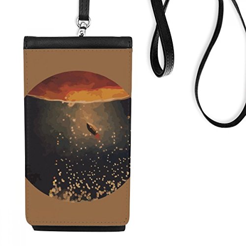 Phone wallet alien univers paysage noir pour voyager léger en festival