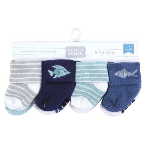 Image of Hudson Baby Baby 8-pack Cotton Rich Newborn and Terry Socks