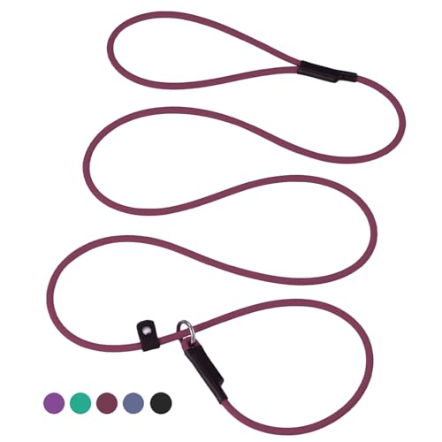 Slip Lead Dog Leash 6FT Red Dogs Leads Pet Slip Leash No Pull Waterproof PVC 1/4&rdquo; Pets Leashes...