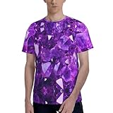 Camiseta de corte moderno con diamantes de cristal rosa para hombre, cómoda, cuello redondo, manga corta, casual, ropa de viaje suave, Negro, S