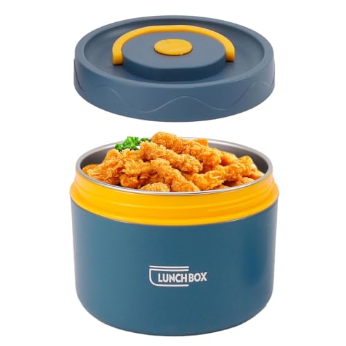 Termos per Alimenti,Contenitore Termico 550ml,Contenitore per Pranzo in Acciaio Inossidabile con Coperchio Contenitori per Conservazione Degli Alimenti Scatole Picnic (Adatto al microonde, Blu oceano)