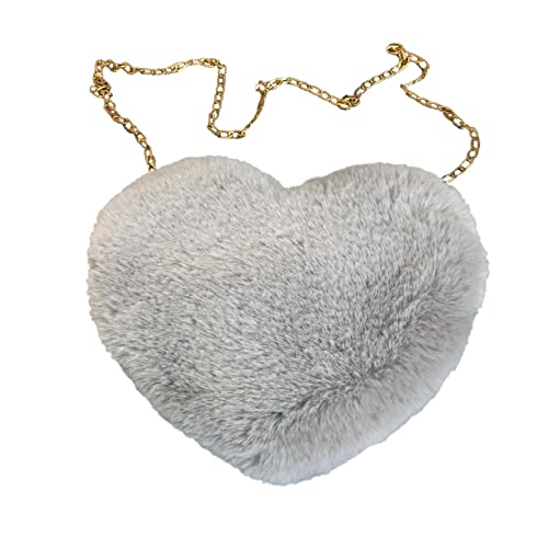 Amor melocotón corazón mujeres cadena bandolera felpa un hombro bolsa de lana felpa forma corazón almohada caliente para niñas señoras bolsos azul, Gy1., talla única