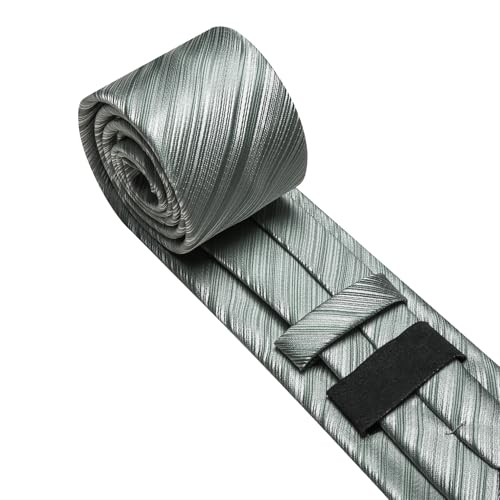 Image of Barry.Wang Silk Men Ties Formal Stripes Necktie and Tie Clip for Wedding Party Business Fashion Classic