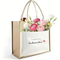 Schwester Geschenk, Geschenke Für Schwester Zum Geburtstag, Große Schwester Geschenk, Dankesgeschenk Für Schwester, Jutetasche 35x30 cm