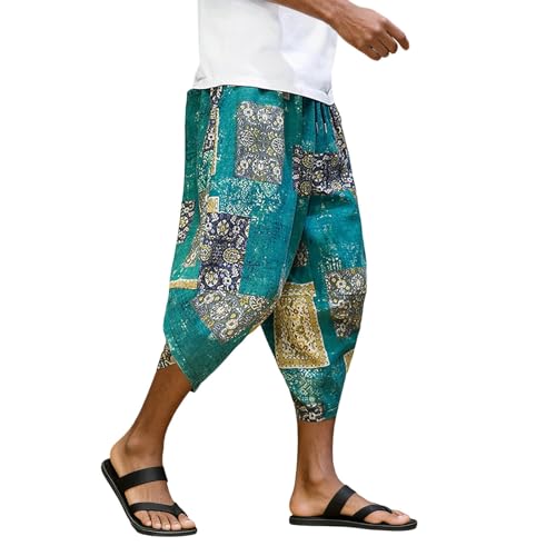 Pantalones de lino para hombre tipo harén con cintura elástica