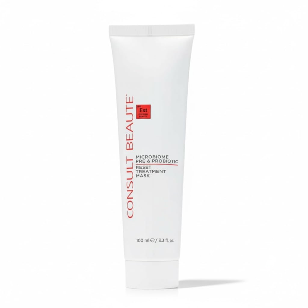 Consult Beaute RESET Purifying Clay Face Mask Treatment, Cleans Pores, Clears Skin, Gentle Exfoliation, Pre & Probiotic Microbiome Balancing Skin Care for Sensitive and All Skin Types, 3.3 oz