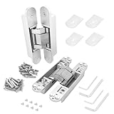 Nuk3y Hidden Invisible Concealed Door Hinges 180 Degree Swing 3 Way Adjustable (Satin Nickel, 6 Inch (1 Pair))