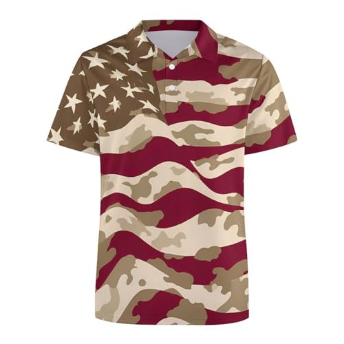 U.S Flag with Desert Camouflage Mens Golf Shirt Ice Silk Short Sleeve Polo Shirts Slim Fit Casual Athletic Tee Top4