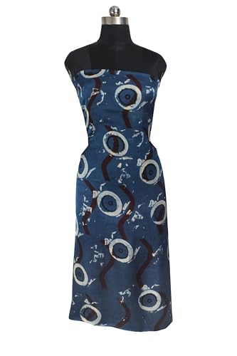 Image of Ethnics of Kutch Womens's Ajrakh Modal Silk Natural Dye Hand Block Print Unstitched Kurta Fabric