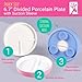 Elk and Friends Kids 6.7” Porcelain Divided Plates with Silicone Suction Sleeves | Suitable for Babies/Kids/Toddlers | Microwave & Dishwasher Safe | Non Slip | Snack Dishes | 4 Pack