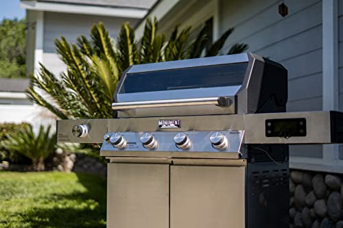 Image of Monument Grills Denali Series, Denali 405 4-Burner Liquid Propane Gas Smart bbq Grill Stainless Steel with Rotisserie Kit(2 items)