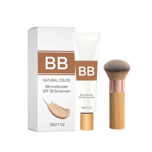 BB Blur Tinted Moisturizer SPF 30 BB Tinted Moisturizer Cream Instantly Hydrates Full Coverage with Brush Creates Matte Effect (Natural)